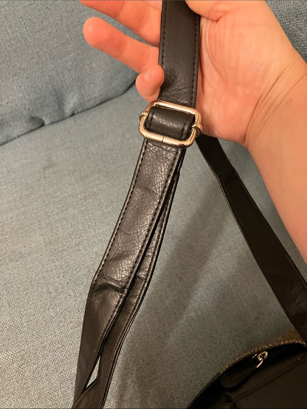 Herringbone Tweed Crossbody Bag with Black Leather Trim - Brown/Black - Picture 9 of 12